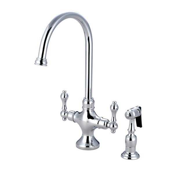 KS1761ALBS Vintage Classic Kitchen Faucet W/ Brass Sprayer, Chrome